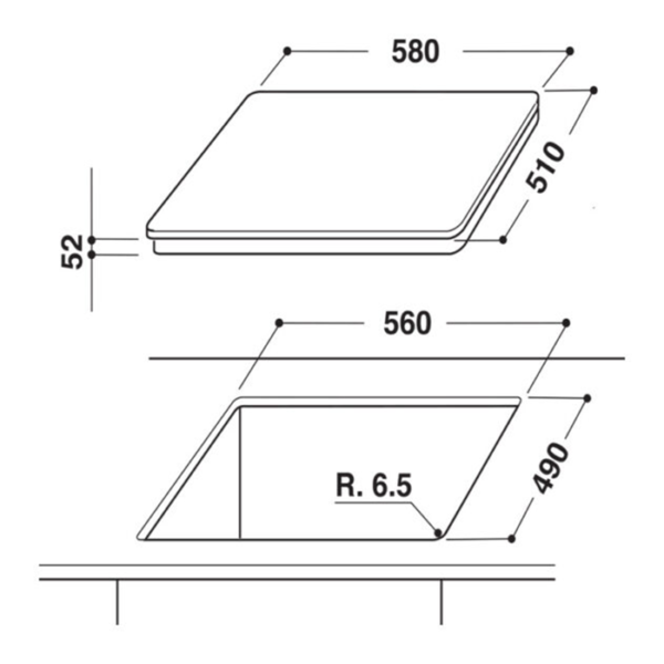 Estufa empotrable Cubierta de Inducción 60 cm Aristón - Imagen 3