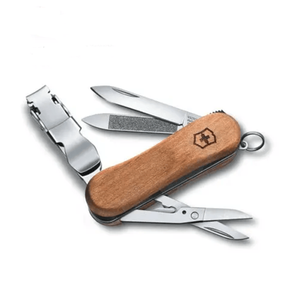 NAVAJA DE BOLSILLO PEQUEÑA CON CORTAÚÑAS NAIL CLIP WOOD 6 FUNCIONES 0.6461.63
