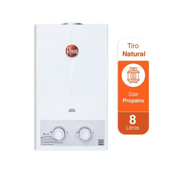 RHEEM CALENTADOR 8 LITROS TIRO NATURAL - Imagen 2