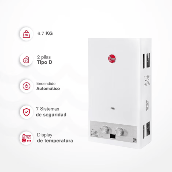 RHEEM CALENTADOR 13 LITROS TIRO NATURAL - Imagen 4