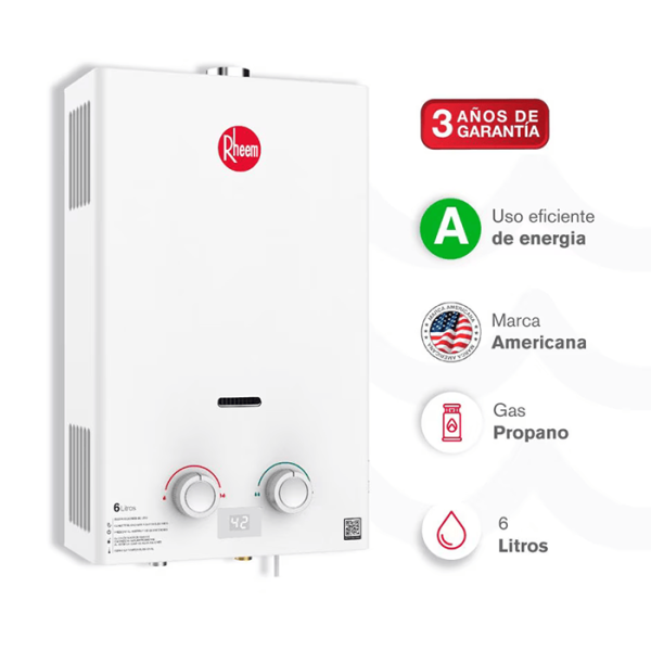 RHEEM CALENTADOR 6 LITROS TIRO FORZADO - Imagen 3