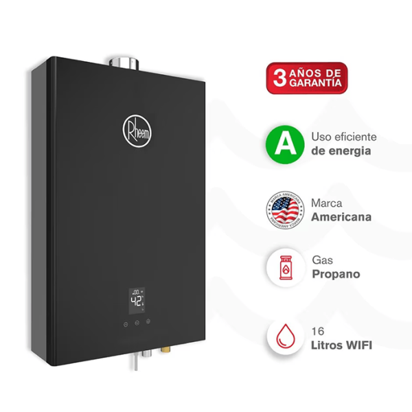 RHEEM CALENTADOR 16 LITROS TIRO FORZADO DIGITAL WIFI - Imagen 3
